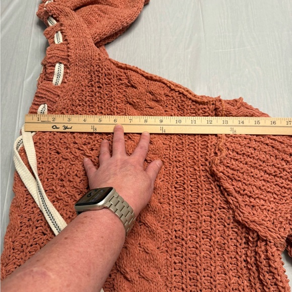 Women’s POL Boutique Terracotta Knit Sweater with Ivory Accents, NWOT, Large - Picture 7 of 8